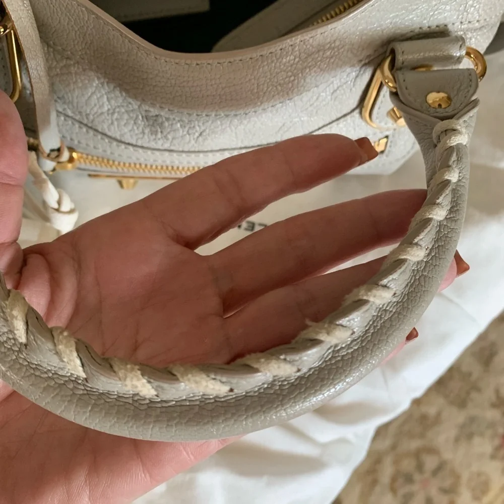 Balenciaga Gray Satchel with Gold Accents